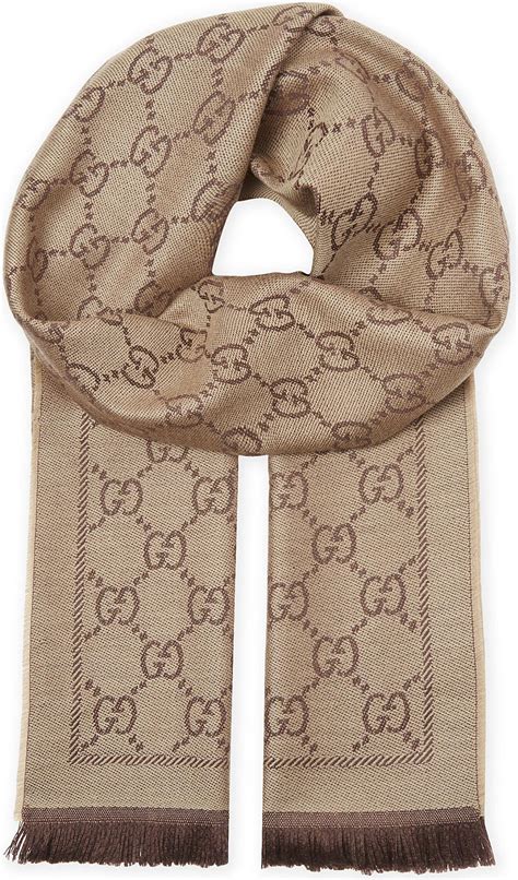 gucci wool scarf replica|GG wool scarf in brown and beige .